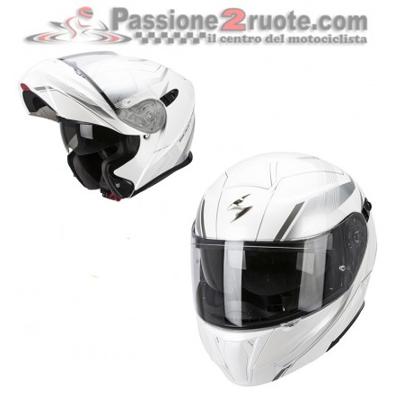 Casco modulare moto Scorpion Exo 920 Gem bianco nero white black flip up helmet