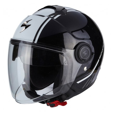Casco jet con visierino parasole interno Scorpion Exo city Avenue nero bianco black white helmet casque