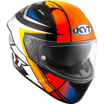 Casco integrale moto KYT NF-R Runs arancione blu bianco orange white helmet casque