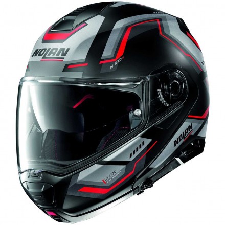Casco Nolan N100.5 Upwind nero opaco rosso black matt red 58 modulare apribile moto flip up helmet casque