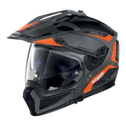 Casco Nolan N70-2 X Torpedo nero grigio arancione flat lava grey orange 44 crossover modulare moto  helmet casque