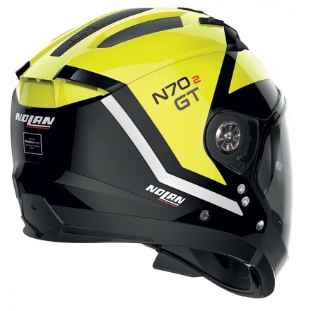 Casco Nolan N70-2 GT Glaring giallo nero yellow fluo black 48 N-com crossover jet integrale moto helmet casque