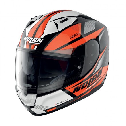 Casco integrale moto Nolan N60.6 Downshift nero arancione black orange 38 Ncom helmet casque