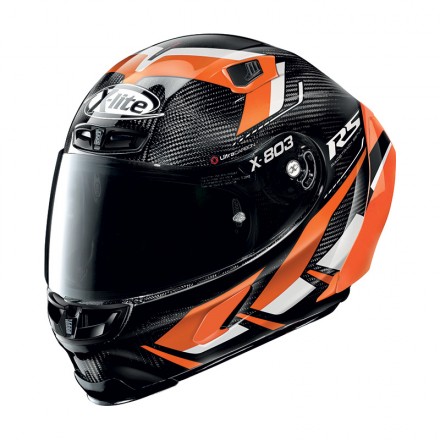 Casco integrale carbonio moto Xlite X803 Rs Ultra Carbon Motormaster arancione orange full face helmet casque