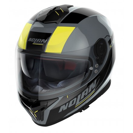 Casco integrale moto Nolan N80.8 Mandrake grigio nero giallo slate grey black yellow Ncom helmet casque