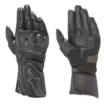 Guanti pelle lunghi moto Alpinestars SP-8 nero black racing leather gloves