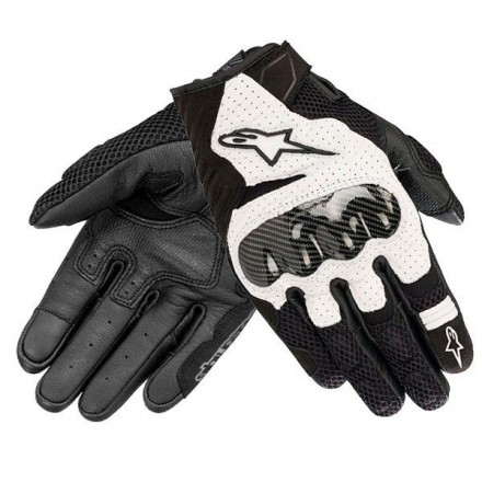 Guanti pelle Alpinestars SMX-1 air V2 black white gloves moto