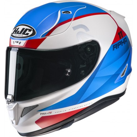 Casco integrale moto fibra Hjc Rpha 11 Texen Mc21 bianco rosso blu red white helmet casque