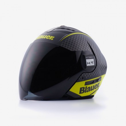Casco jet Blauer Real B titanio opaco mat titanium giallo yellow helmet casque