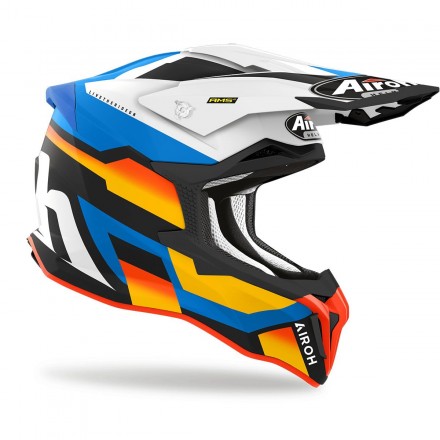 Casco moto cross fibra Airoh Strycker Glam blu enduro motard off road fiber helmet casque