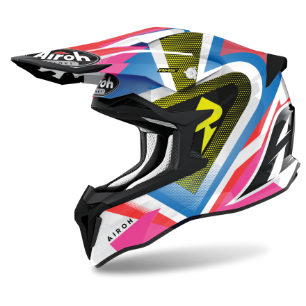 Casco moto cross fibra Airoh Strycker Skin view enduro motard off road fiber helmet casque