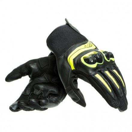 Guanti pelle moto Dainese Mig 3 nero giallo black yellow gloves