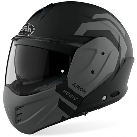 Casco modulare reversibile moto Airoh Mathisse Illusion nero opaco antracit matt flip-back reverse helmet casque