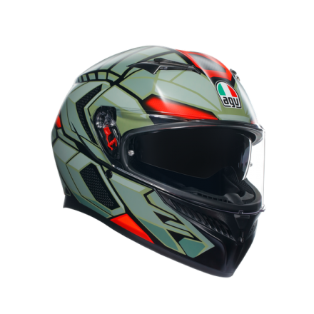 Casco integrale moto Agv K3 DECEPT matt black green red E2206 helmet casque