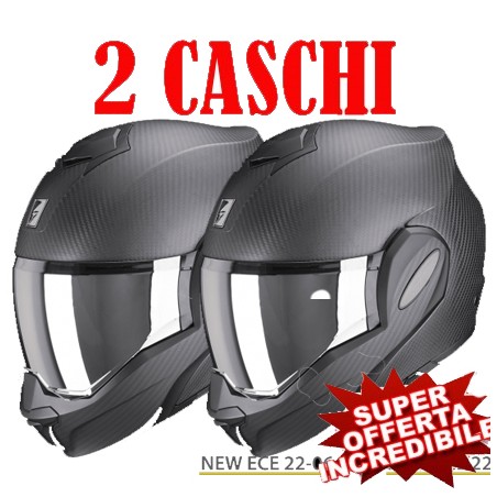 COPPIA Casco modulare Scorpion EXO-TECH EVO CARBON matt black helme