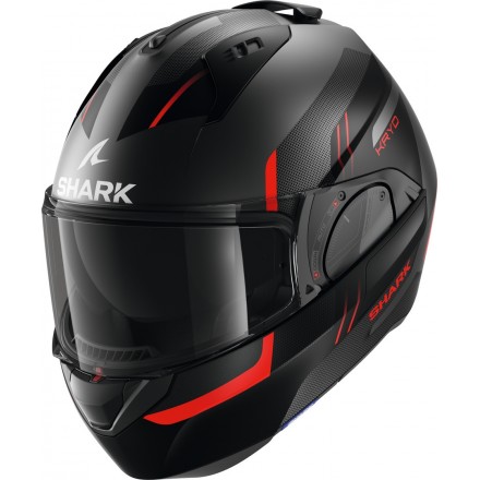 Casco modulare apribile reversibile moto Shark Evo Es KRYD ANTRACITE NERO ROSSO BLACK RED flip back helmet casque