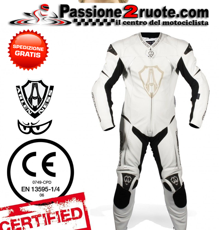 tuta intera pelle racing pista Arlen ness 9683 white leather suit