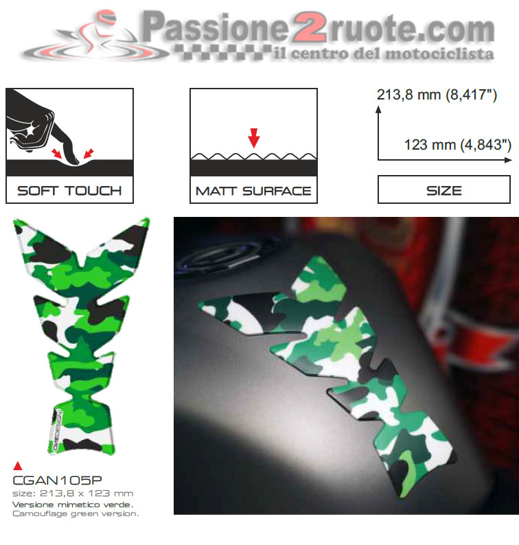 Paraserbatoio Print Mimetico Verde soft touch
