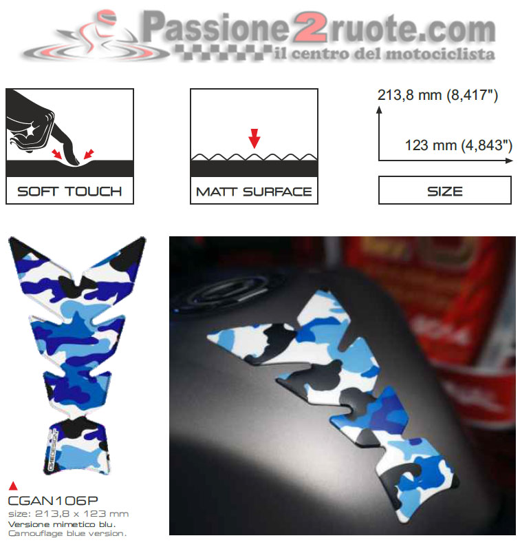 Paraserbatoio Print Mimetico Blu soft touch