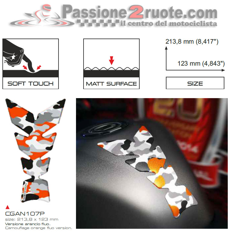Paraserbatoio Print Mimetico Arancio soft touch