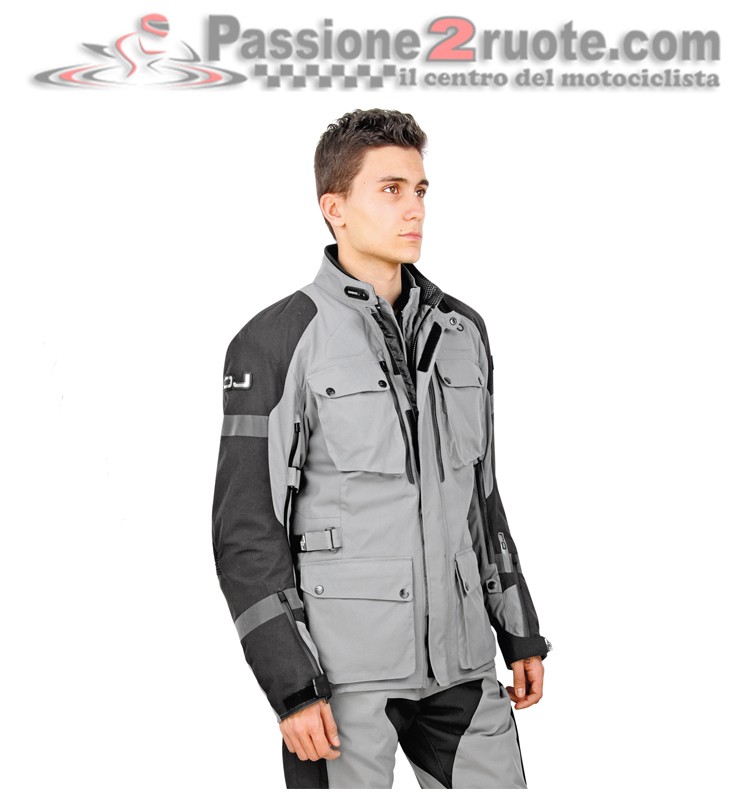 Giacca moto adventure touring triplo strato 4 stagioni impermeabile Oj Navigator J grigio titanium 3 layers 4 seasons jacket