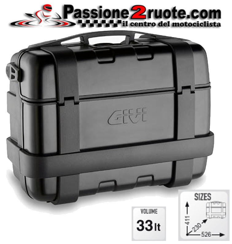 Valigia posteriore Givi TRK33B nera 33 Lt in alluminio verniciato nero bauletto top case