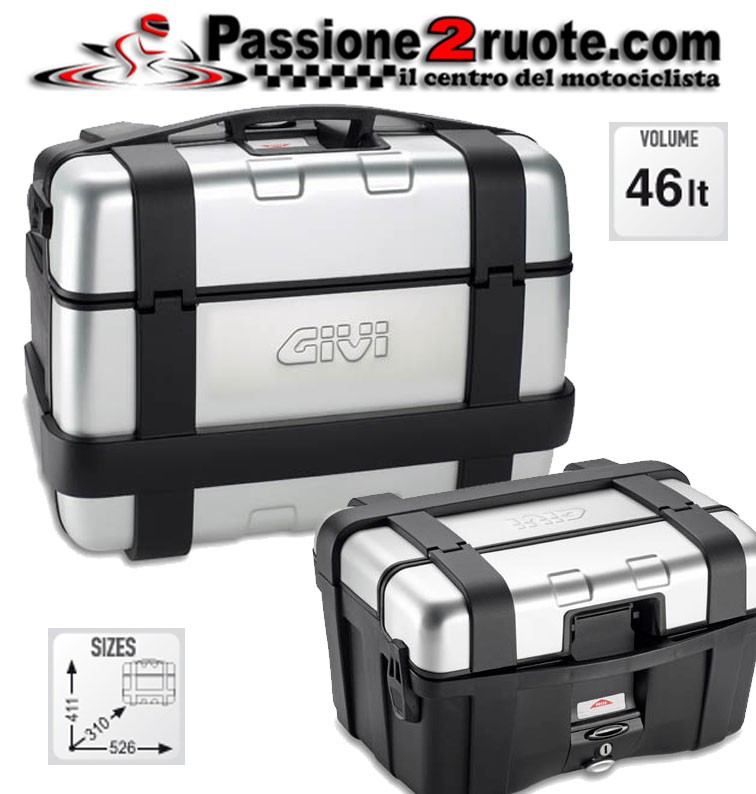 Valigia bauletto posteriore laterale Givi Trk46b Trekker 46 lt Alluminio 