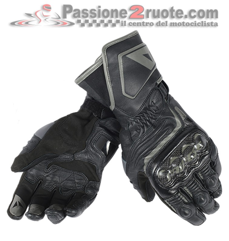 Guanti pelle lunghi moto racing pista corsa Dainese Carbon D1 Long nero Black leather gloves