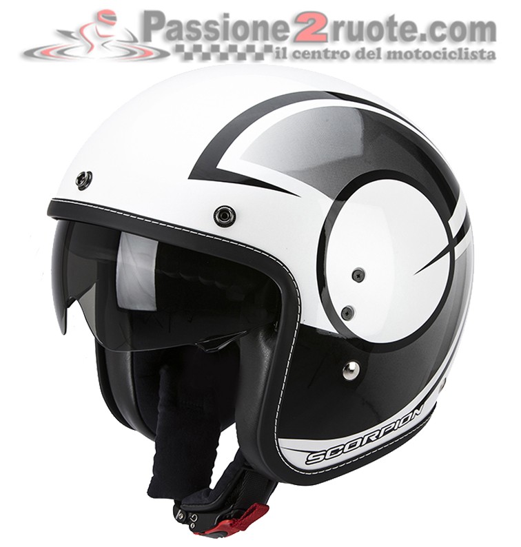 Casco jet moto vintage scrambler retro cafe racer custom Scorpion Belfast Citurban bianco nero white black helmet casque
