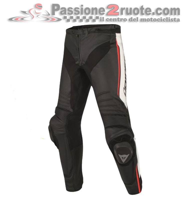 Pantaloni moto pelle Dainese Misano nero bianco rosso black white red leather pant