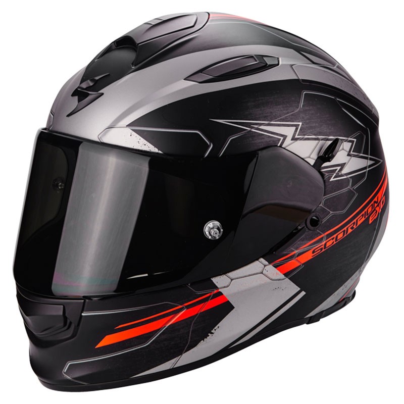 Casco integrale moto Scorpion Exo-510 air Cross nero opaco argento rosso black mat silver red helmet casque