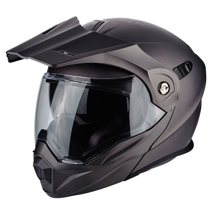 Casco modulare apribile enduro touring adventure moto Scorpion ADX-1 grigio titanio opaco titanium mat Helmet casque