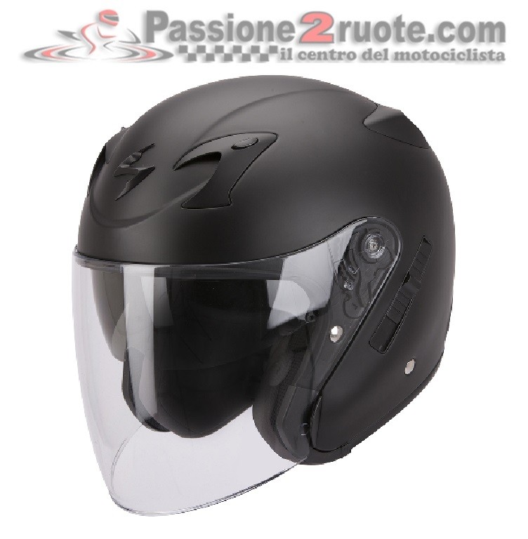 Casco jet con visierino parasole interno Scorpion Exo 220 nero opaco black matt helmet