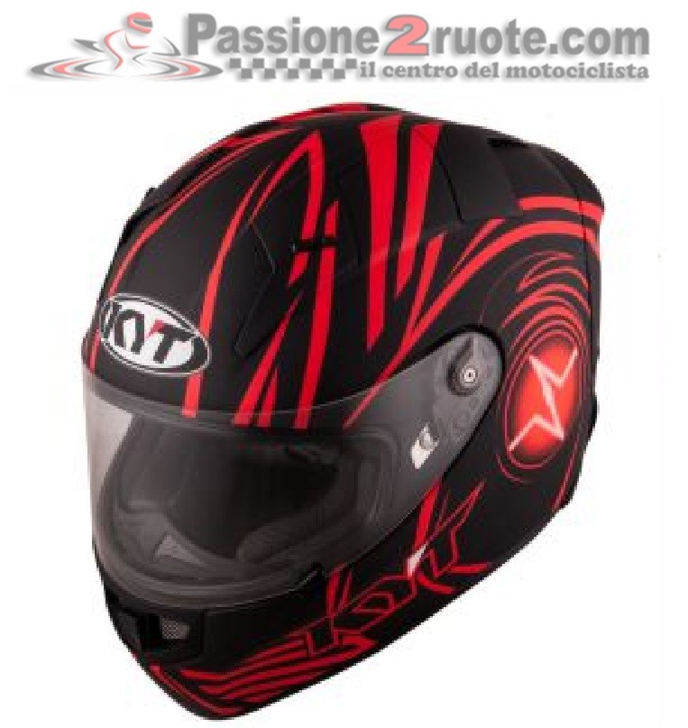 Casco integrale fibra moto KYT Thunderflash Spark nero opaco rosso black matt red helmet casque