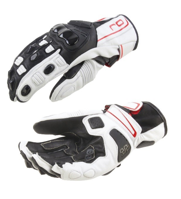 Guanti moto Pelle Oj Shift White Black Red leather gloves