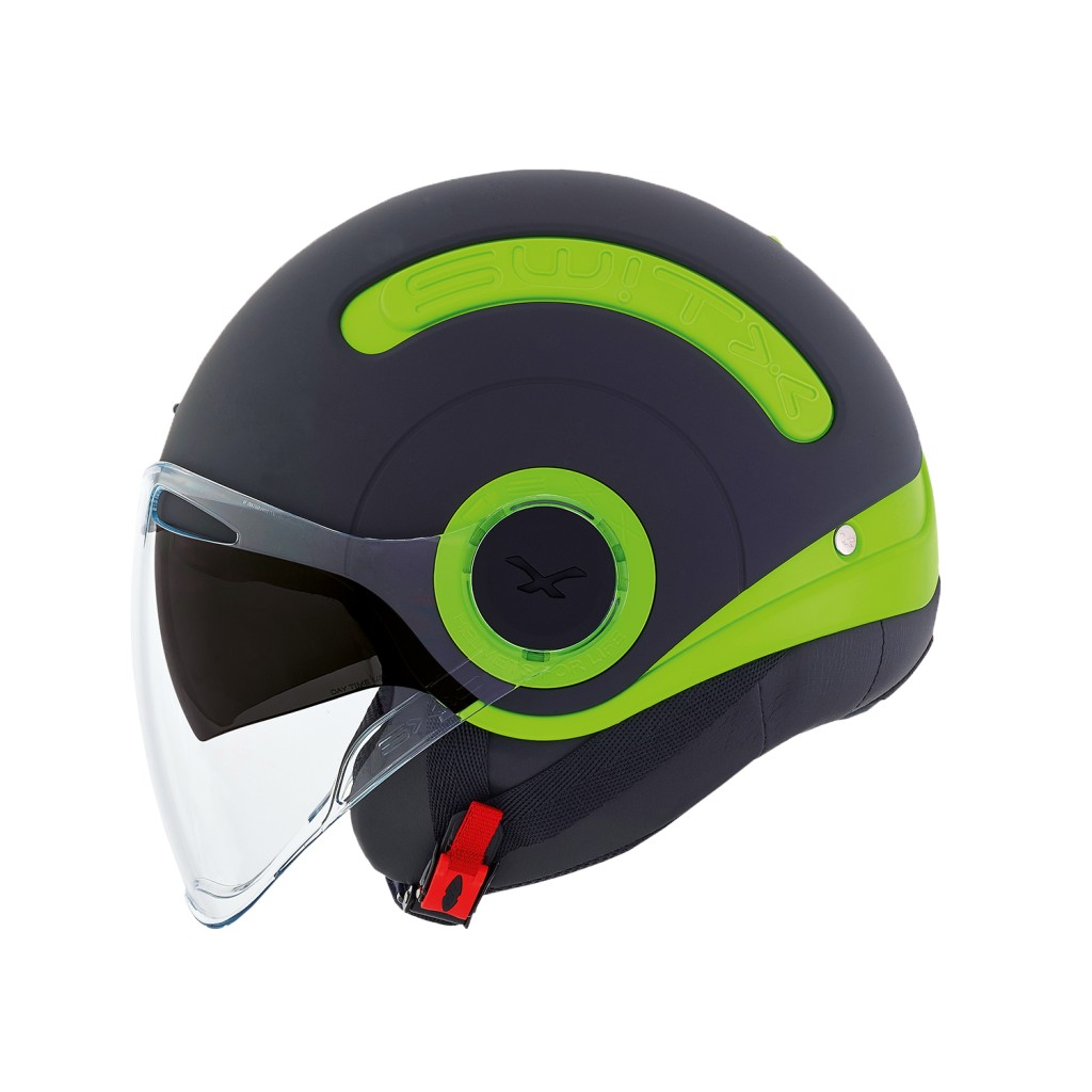 Casco jet Nexx Sx.10 nero opaco verde neon black matt green helmet casque