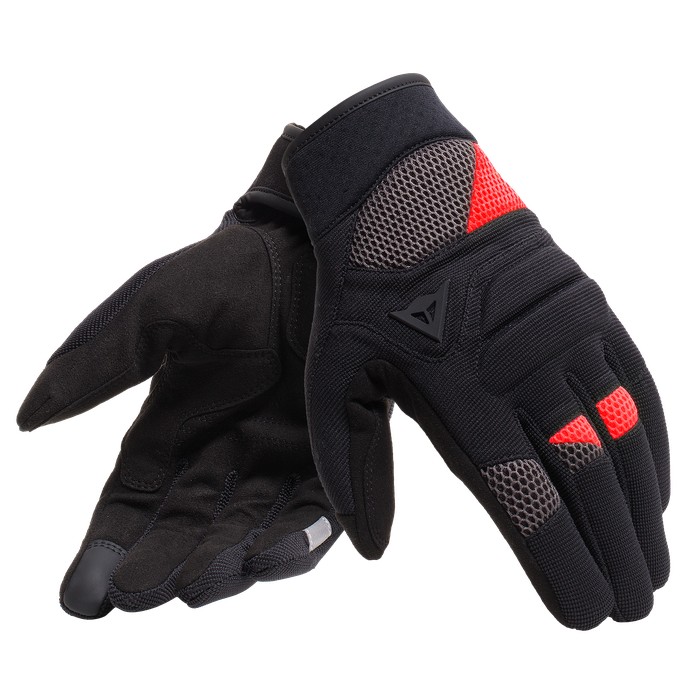Guanti moto traforati estivi Dainese Fogal nero rosso black red perforated summer gloves