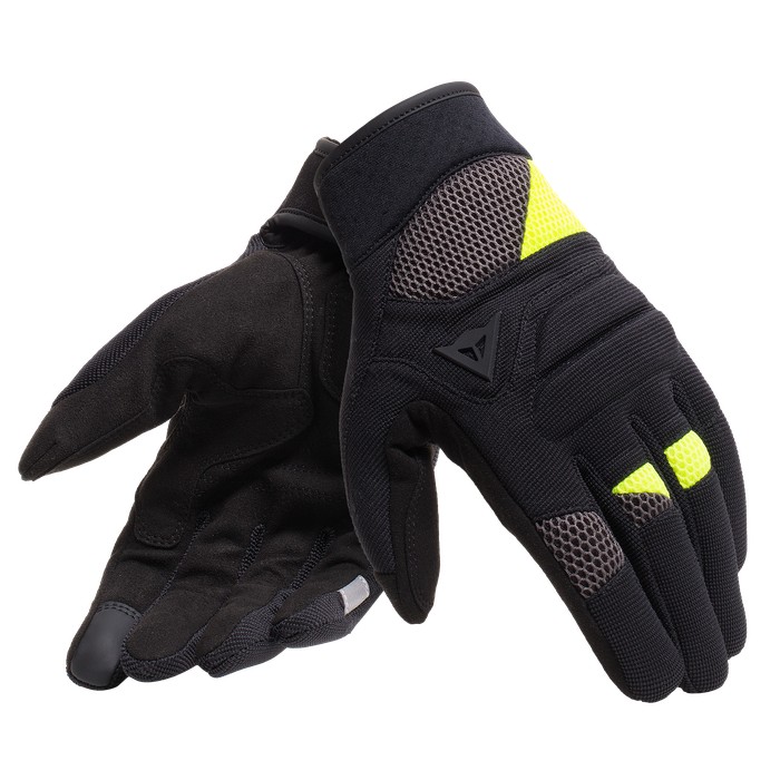 Guanti moto traforati estivi Dainese Fogal nero giallo fluo black yellow perforated summer gloves