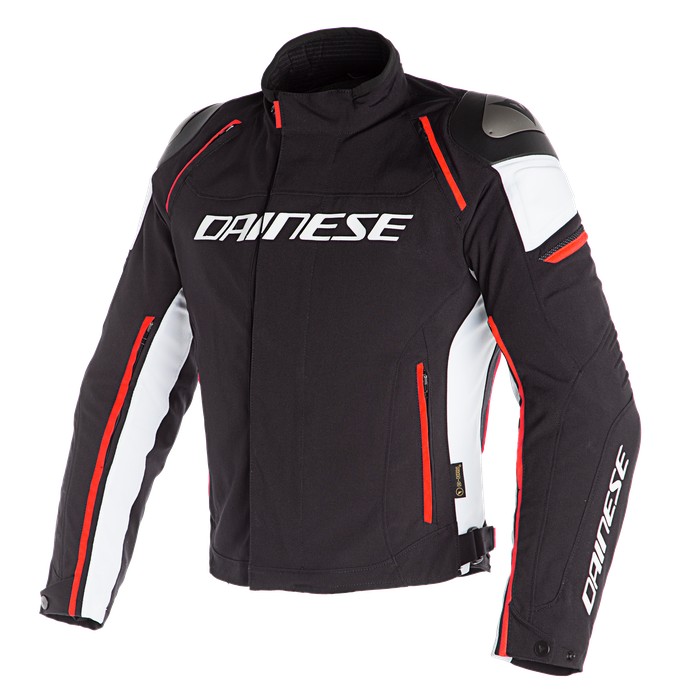 Giacca sportiva moto impermeabile sfoderabile Dainese Racing 3 d-dry nero bianco rosso fluo black white red waterproof jacket