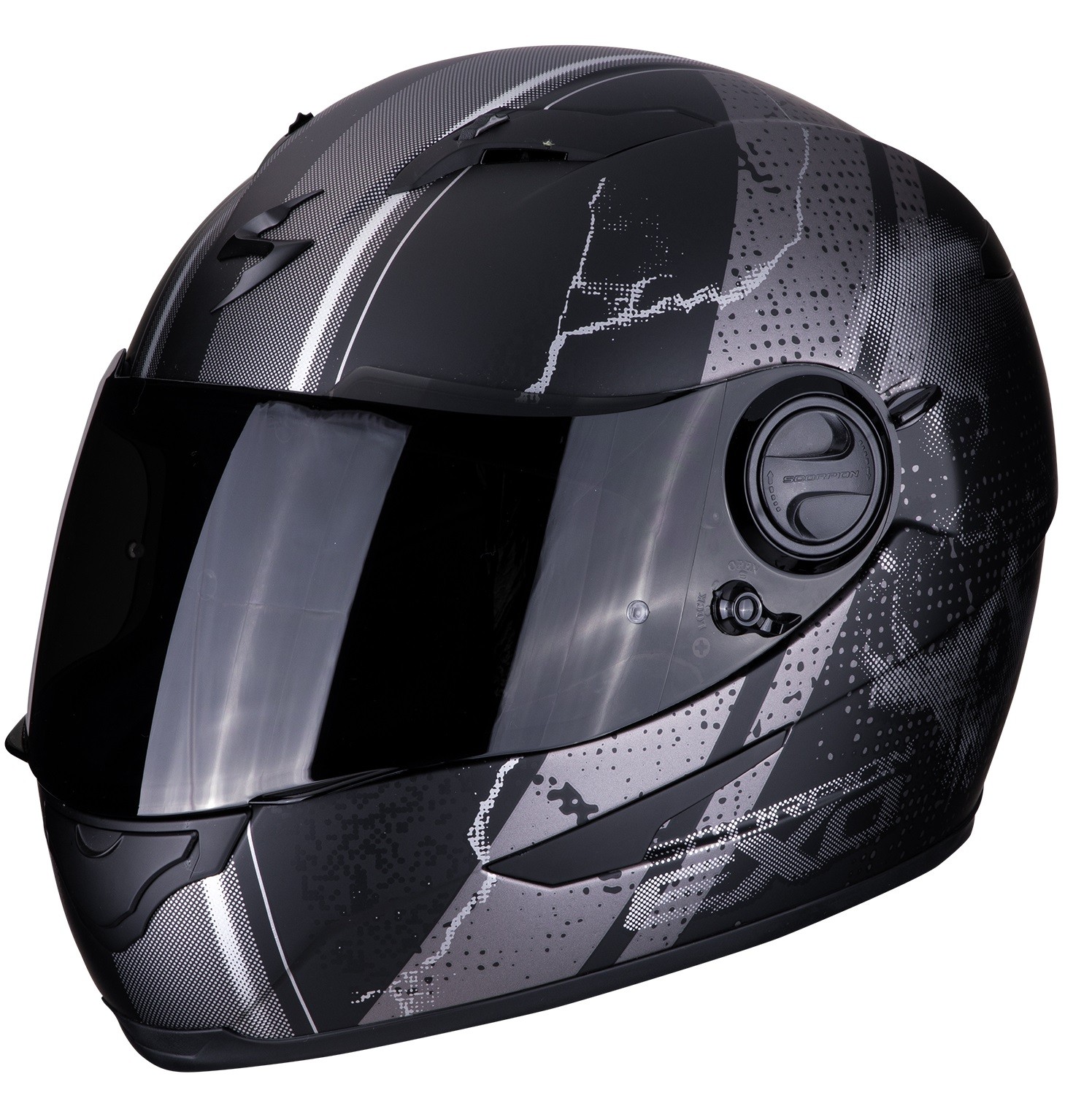 Casco integrale moto Scorpion Exo-490 Dar nero opaco argento matt black silver helmet casque