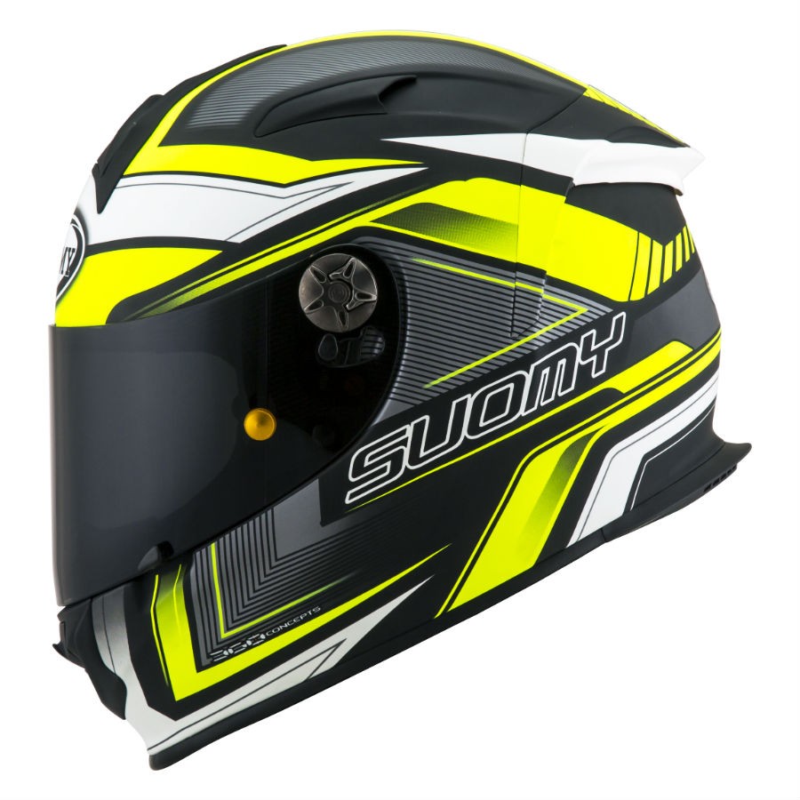 Casco integrale moto fibra carbonio Suomy Sr Sport Engine nero opaco giallo matt black yellow helmet casque