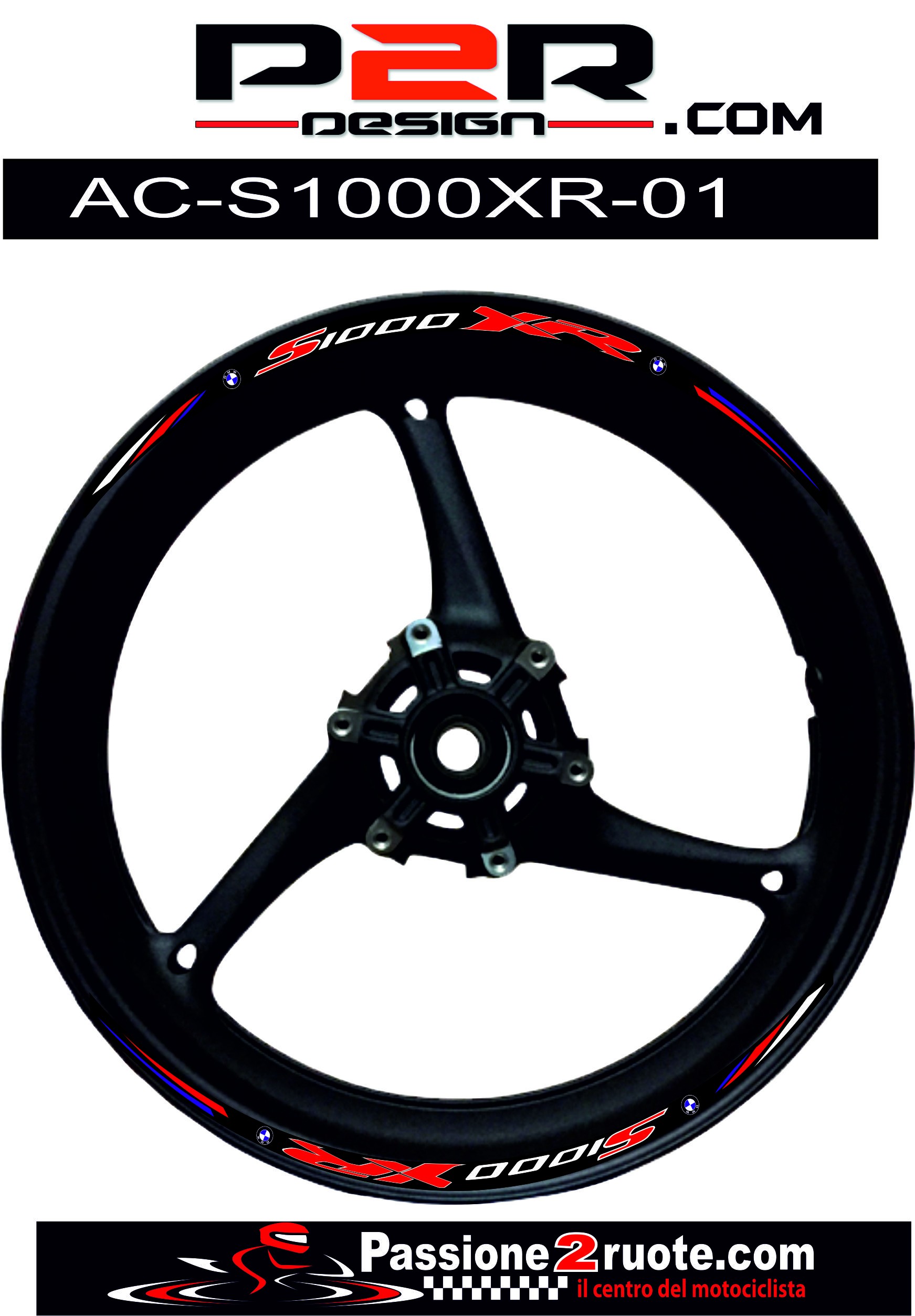 Adesivi cerchi Bmw S1000 XR nero black wheel stickers
