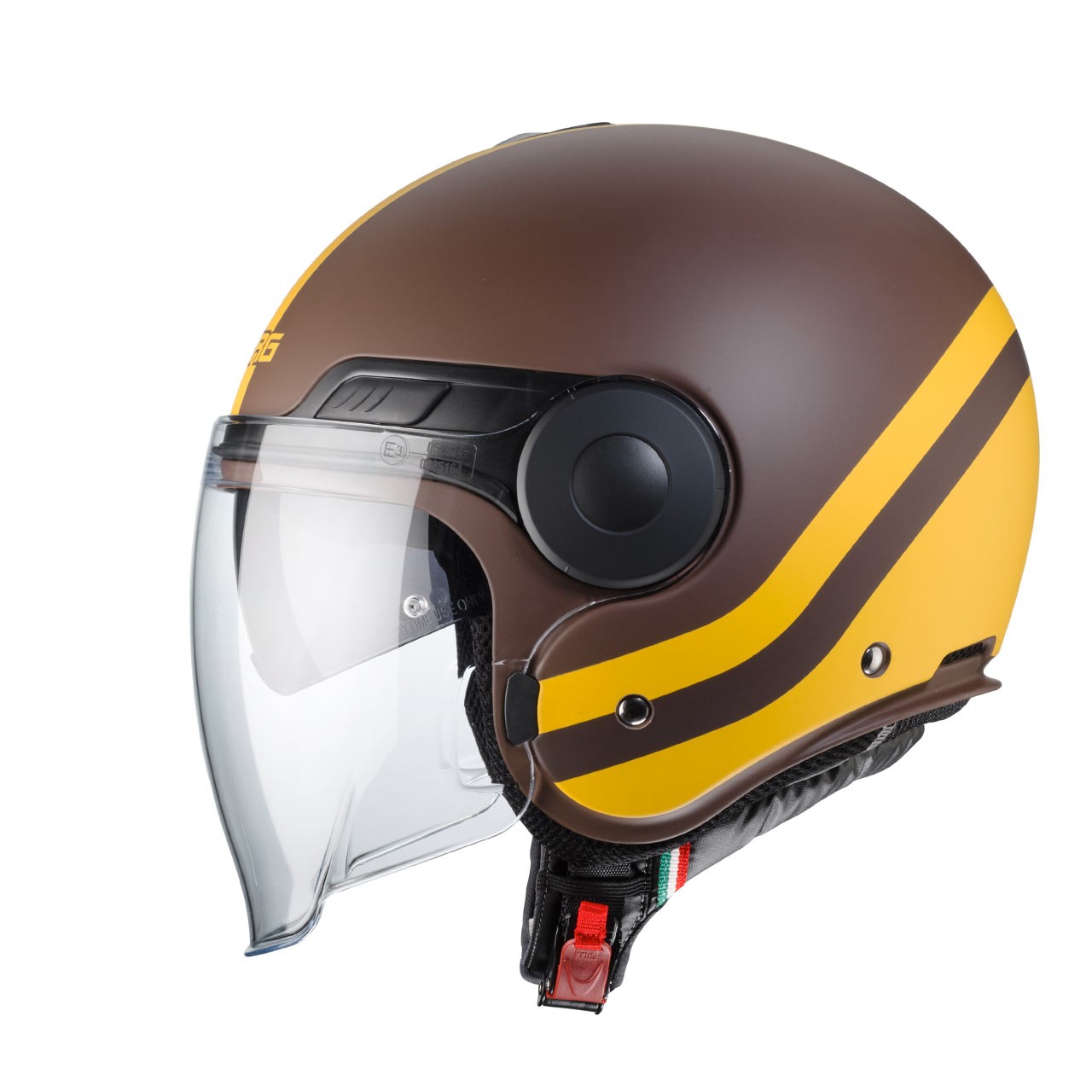 Casco jet Caberg Uptown Chrono matt brown yellow
