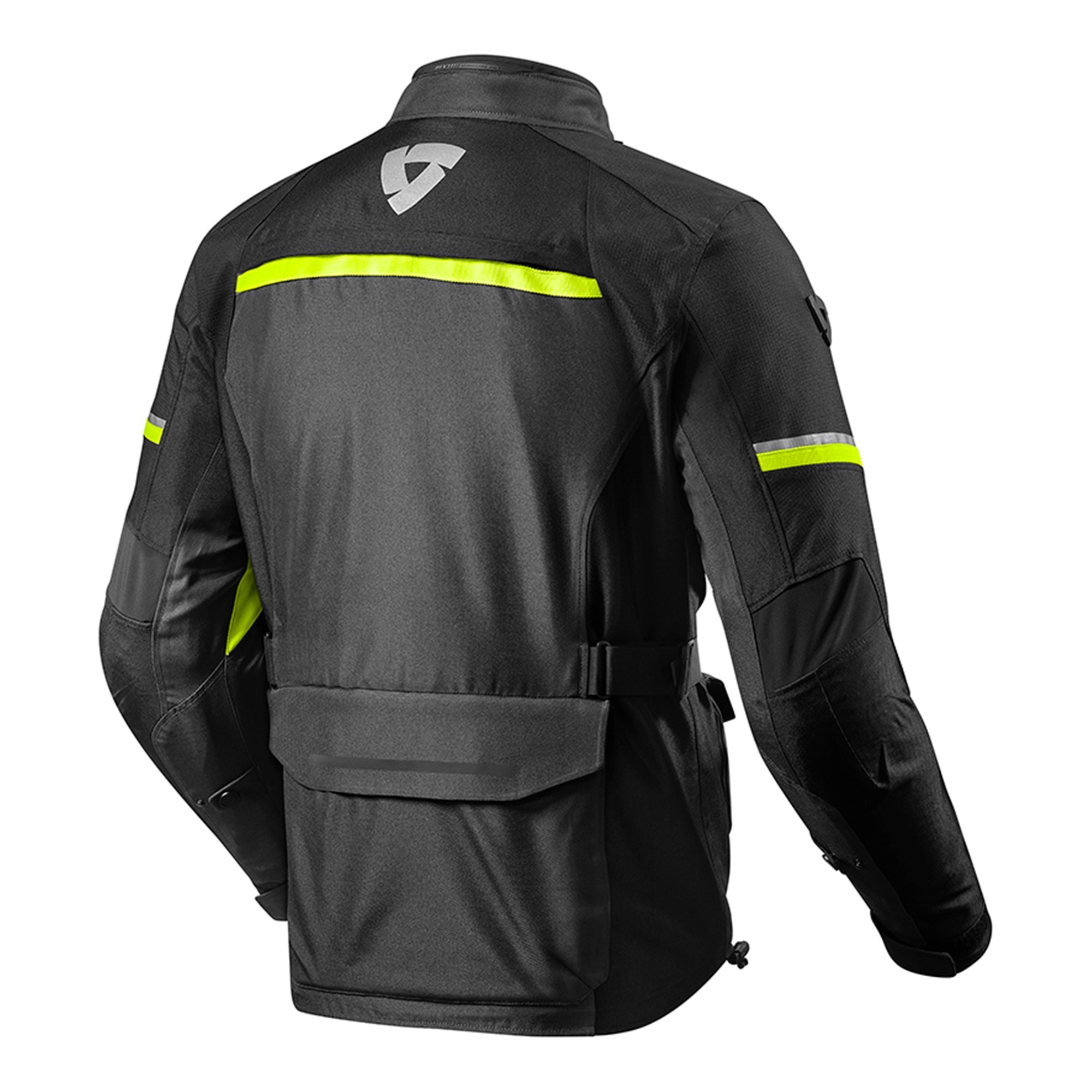 Giacca moto touring adventure 4 stagioni impermeabile Rev'it Outback 3 nero giallo black neon yellow 4 seasons waterproof jacket