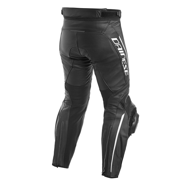 Pantalone pelle moto racing sportiva Dainese Delta 3 nero bianco black white leather pant trouser