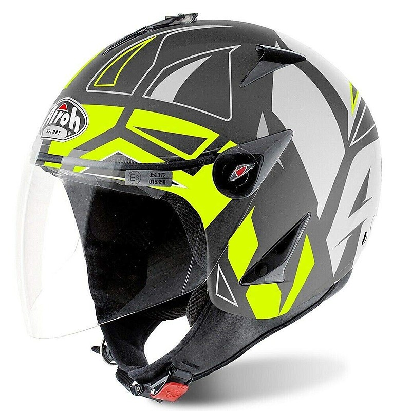 Casco jet Airoh Compact Jt Convert grigio opaco giallo grey mat yellow fluo helmet casque
