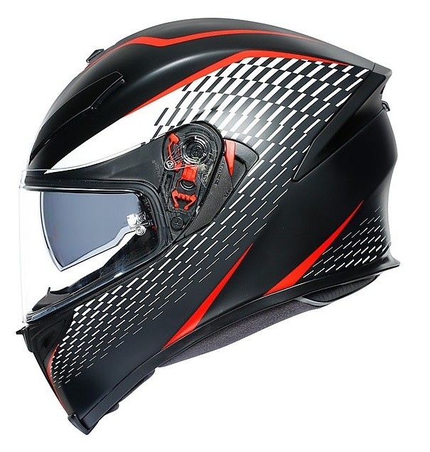 Casco integrale moto fibra Agv K-5 s Pinlock Thunder nero opaco rosso bianco matt black white red helmet casque