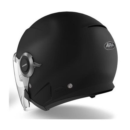 Casco jet moto visiera lunga e visierino da sole Airoh Helios nero opaco black matt helmet casque