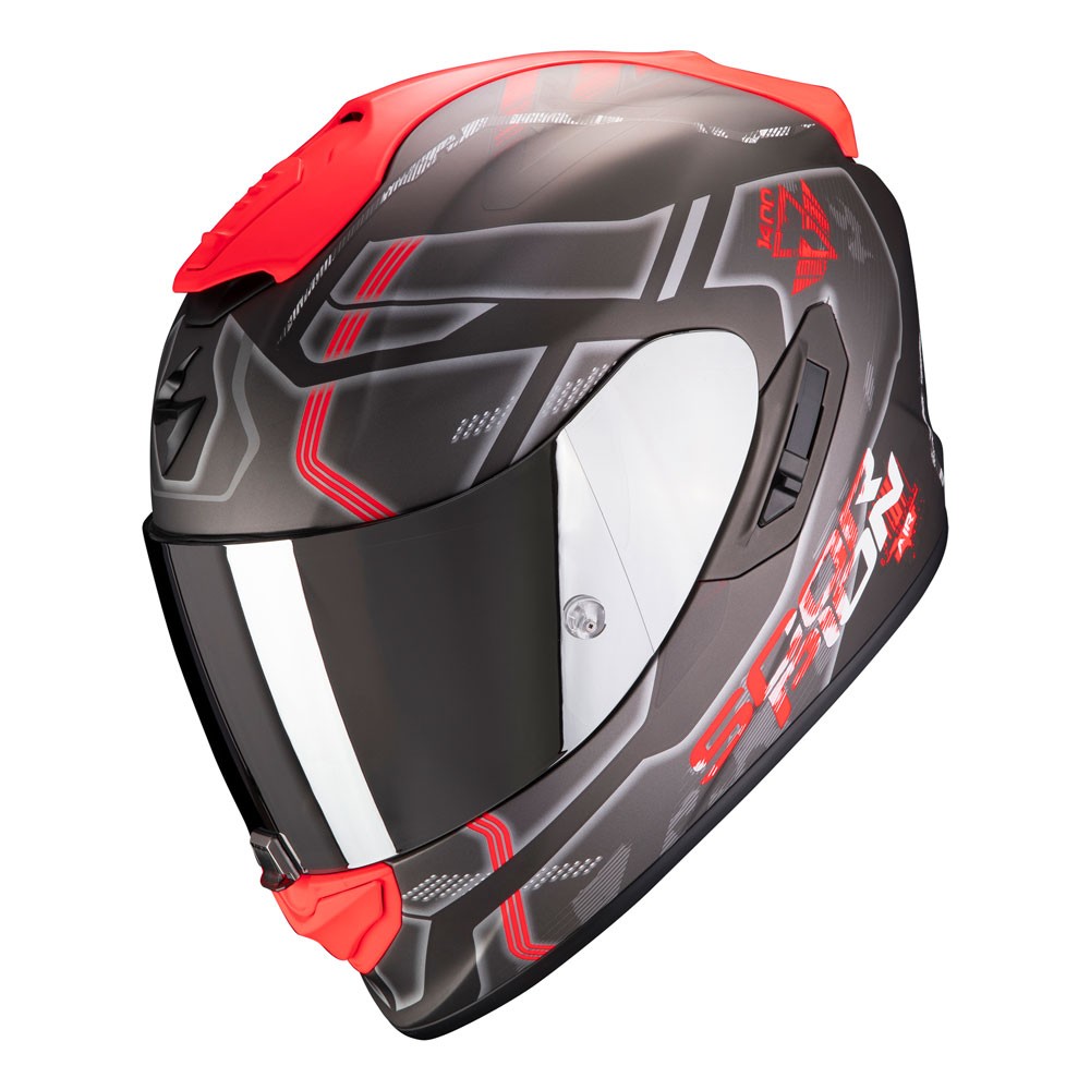 Casco integrale moto fibra Scorpion Exo 1400 Spatium rosso mat silver red helmet casque