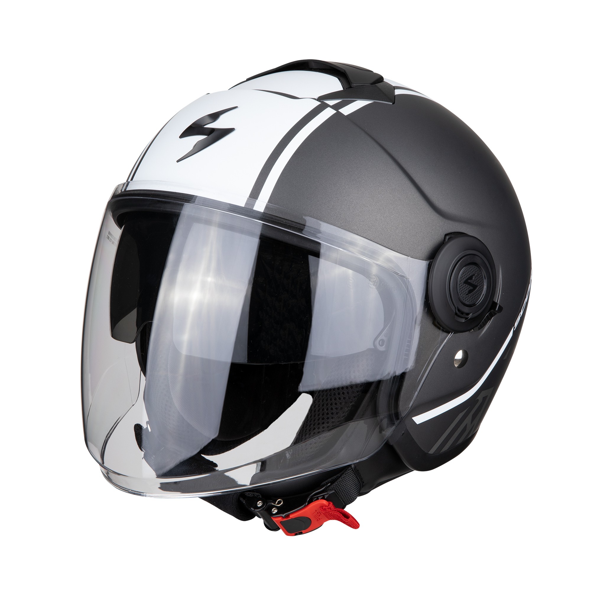 Casco jet con visierino parasole interno Scorpion Exo city Avenue argento opaco bianco mat silver white helmet casque